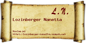 Lozinberger Nanetta névjegykártya